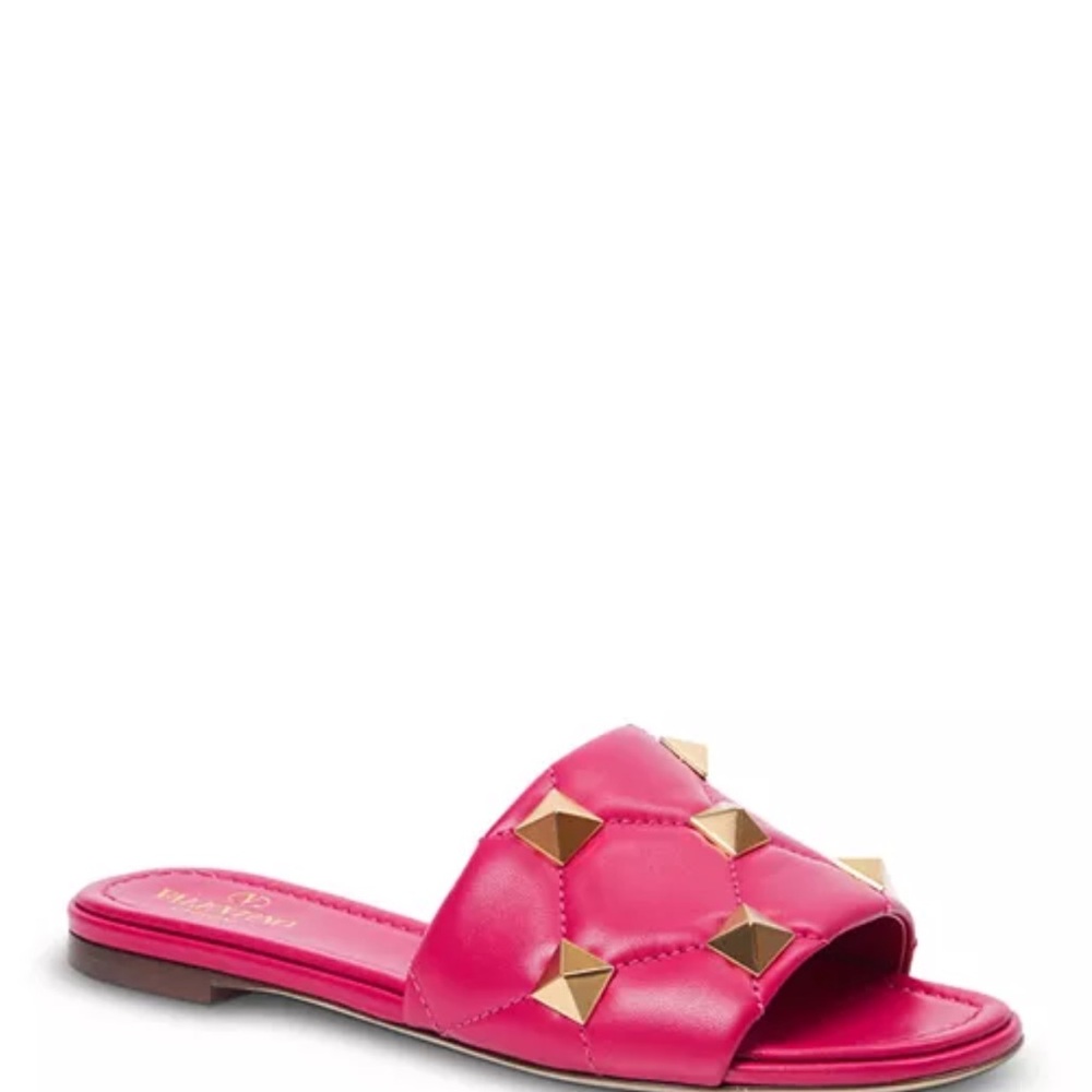 Valentino Garavani Pink Studded Slide Sandals